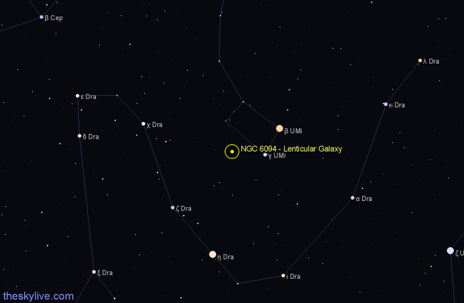 Finder chart NGC 6094 - Lenticular Galaxy in Ursa Minor star