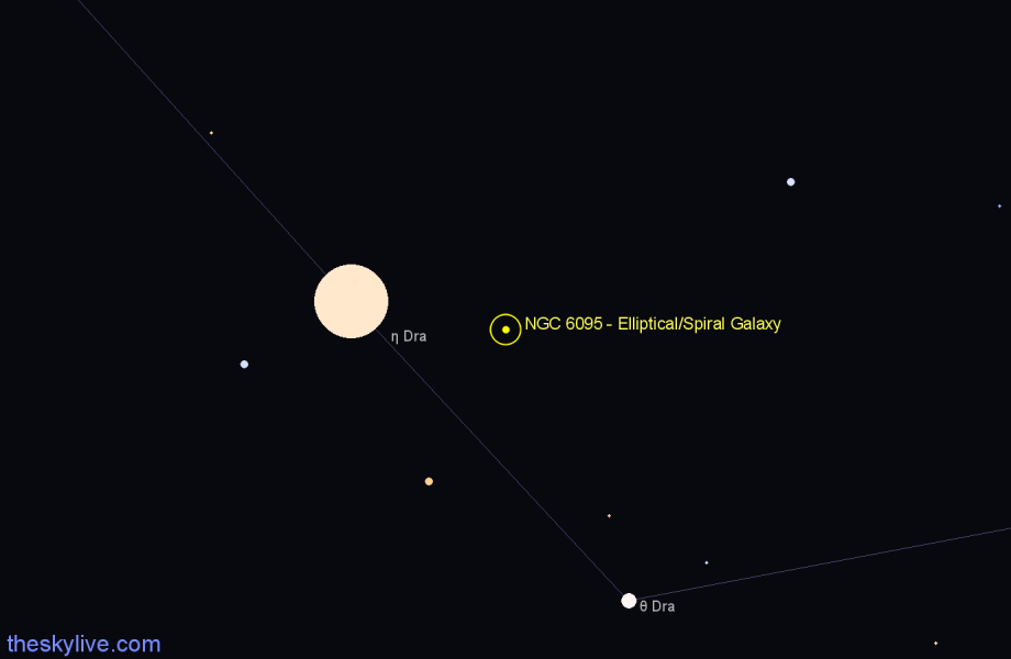 Finder chart NGC 6095 - Elliptical/Spiral Galaxy in Draco star