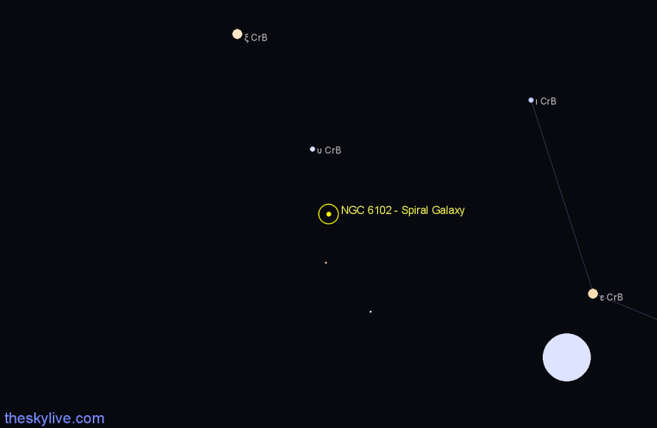 Finder chart NGC 6102 - Spiral Galaxy in Corona Borealis star