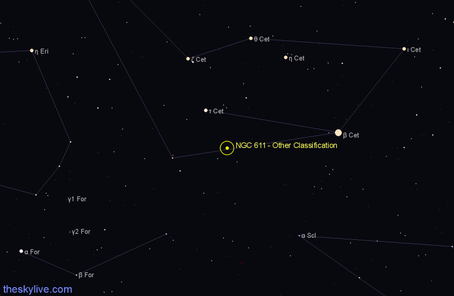Finder chart NGC 611 - Other Classification in Cetus star
