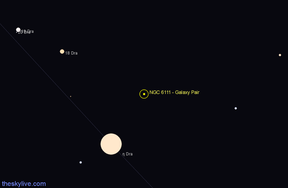 Finder chart NGC 6111 - Galaxy Pair in Draco star