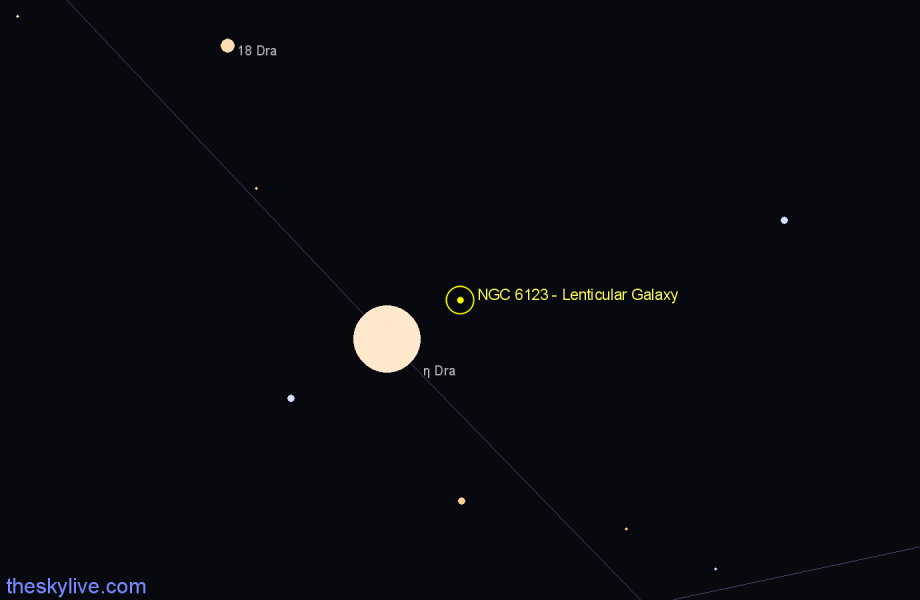 Finder chart NGC 6123 - Lenticular Galaxy in Draco star