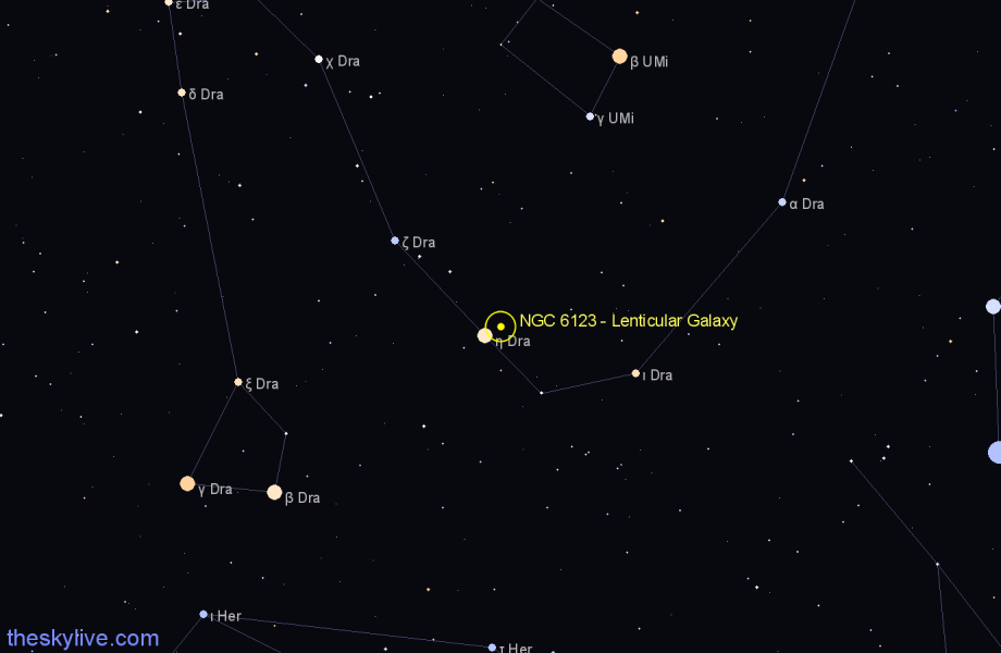 Finder chart NGC 6123 - Lenticular Galaxy in Draco star