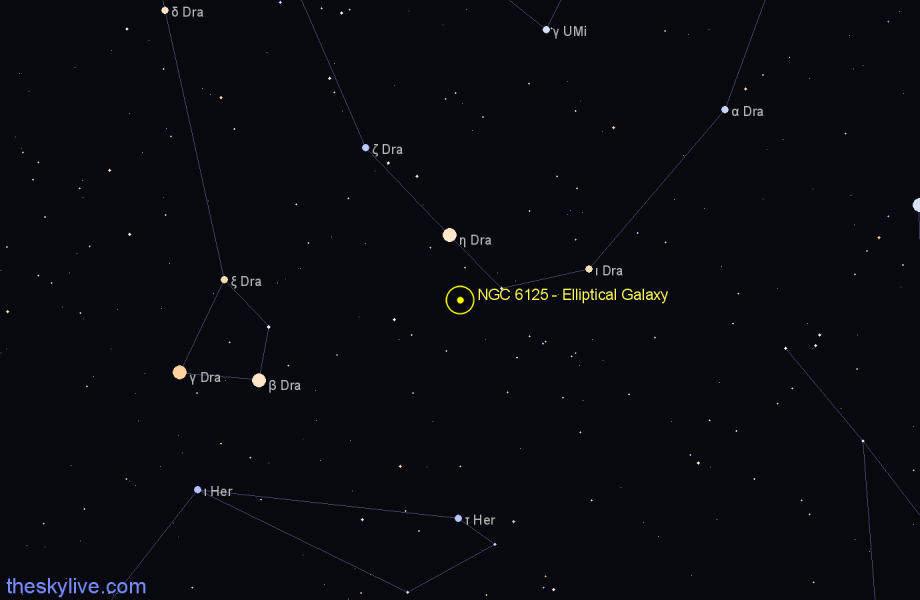 Finder chart NGC 6125 - Elliptical Galaxy in Draco star