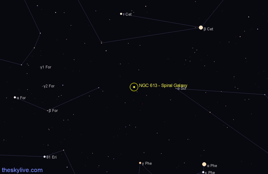 Finder chart NGC 613 - Spiral Galaxy in Sculptor star