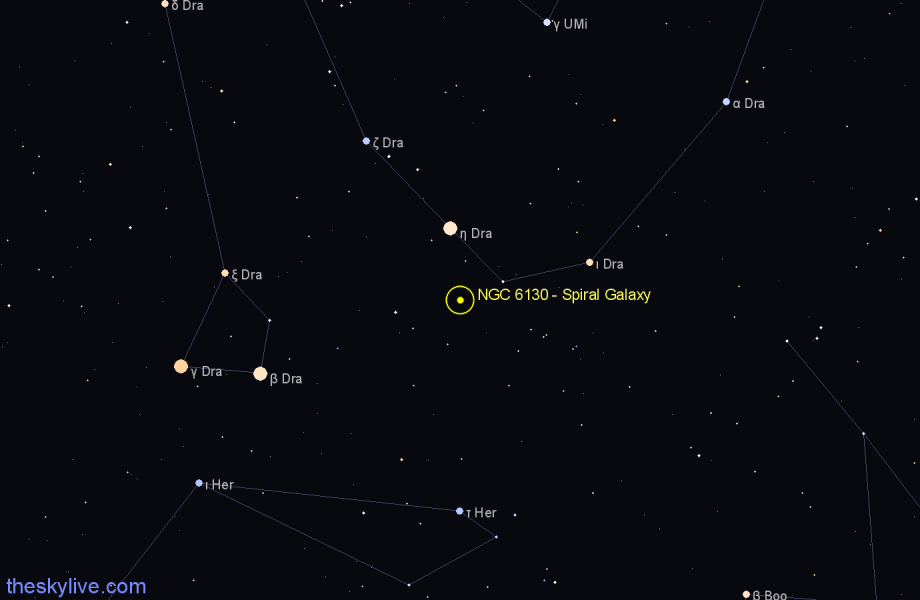 Finder chart NGC 6130 - Spiral Galaxy in Draco star