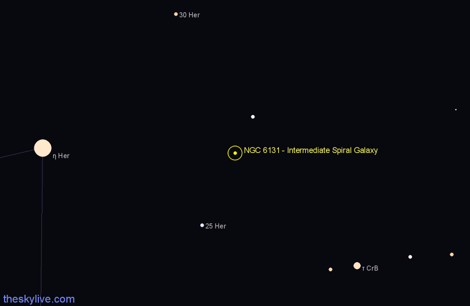 Finder chart NGC 6131 - Intermediate Spiral Galaxy in Corona Borealis star