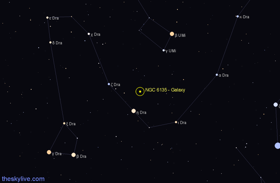 Finder chart NGC 6135 - Galaxy in Draco star
