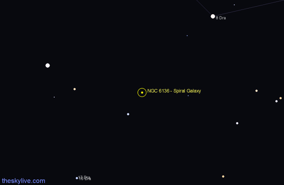 Finder chart NGC 6136 - Spiral Galaxy in Draco star