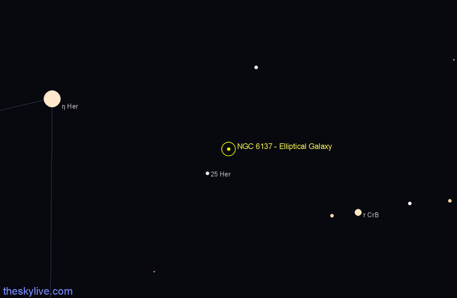 Finder chart NGC 6137 - Elliptical Galaxy in Corona Borealis star