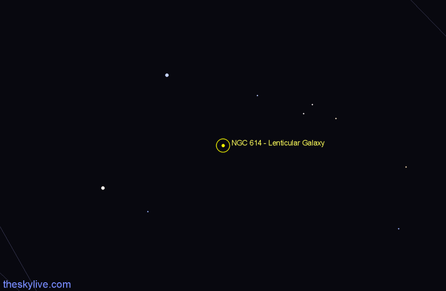 Finder chart NGC 614 - Lenticular Galaxy in Triangulum star