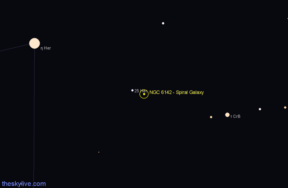 Finder chart NGC 6142 - Spiral Galaxy in Corona Borealis star