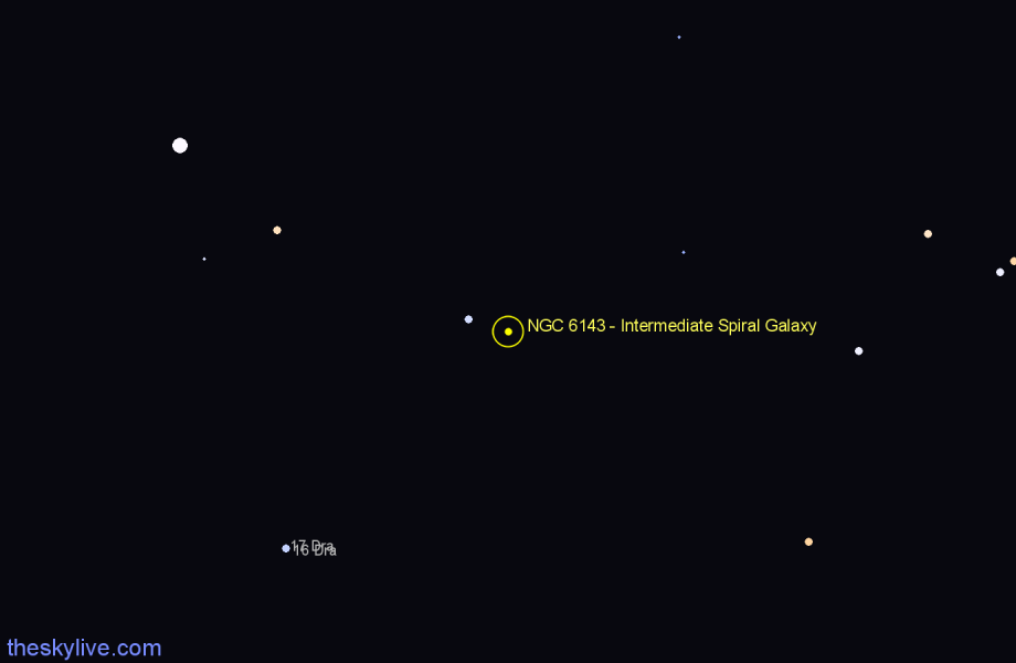 Finder chart NGC 6143 - Intermediate Spiral Galaxy in Draco star