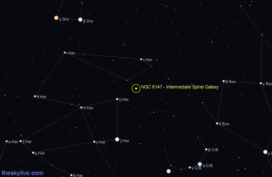 Finder chart NGC 6147 - Intermediate Spiral Galaxy in Hercules star