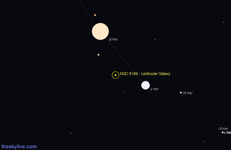 Finder chart NGC 6149 - Lenticular Galaxy in Hercules star