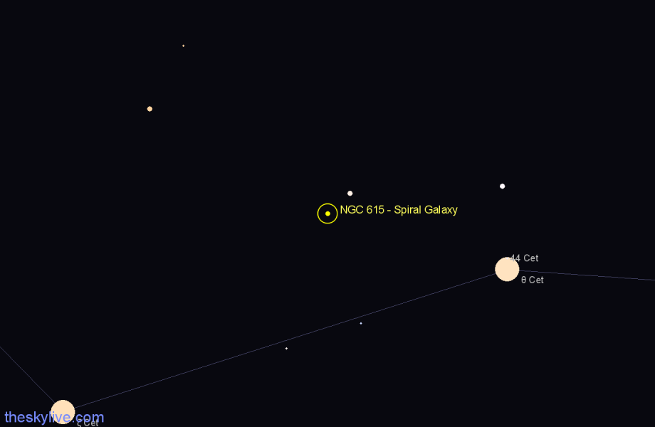 Finder chart NGC 615 - Spiral Galaxy in Cetus star