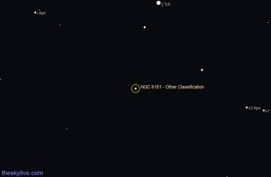 Finder chart NGC 6151 - Other Classification in Apus star