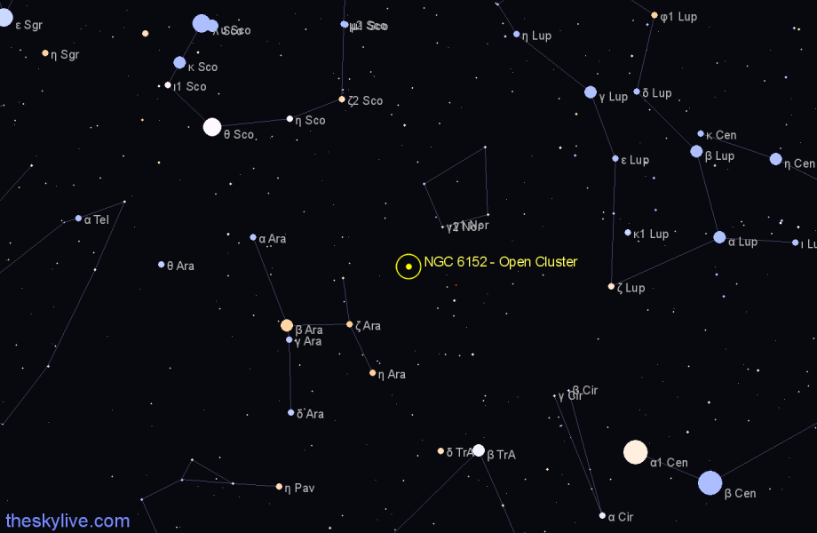 Finder chart NGC 6152 - Open Cluster in Norma star