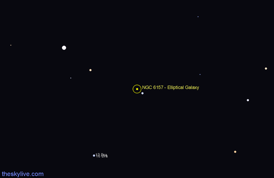 Finder chart NGC 6157 - Elliptical Galaxy in Draco star