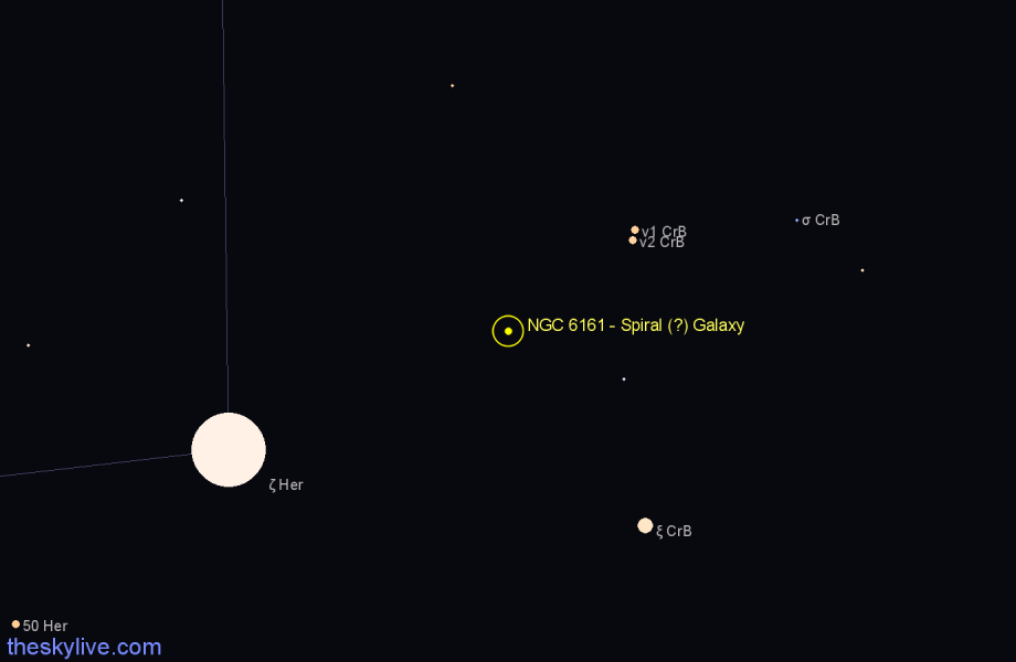 Finder chart NGC 6161 - Spiral (?) Galaxy in Hercules star