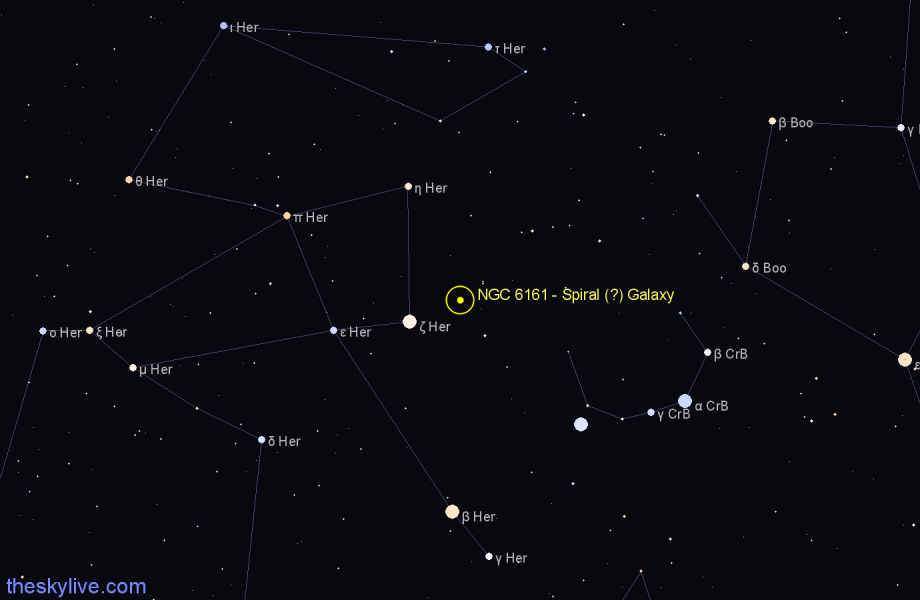 Finder chart NGC 6161 - Spiral (?) Galaxy in Hercules star