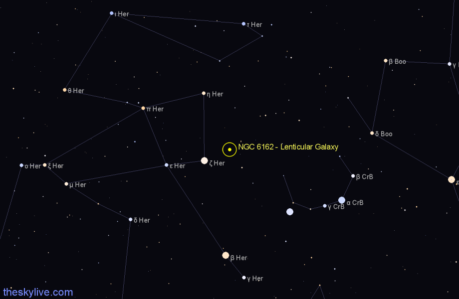 Finder chart NGC 6162 - Lenticular Galaxy in Hercules star