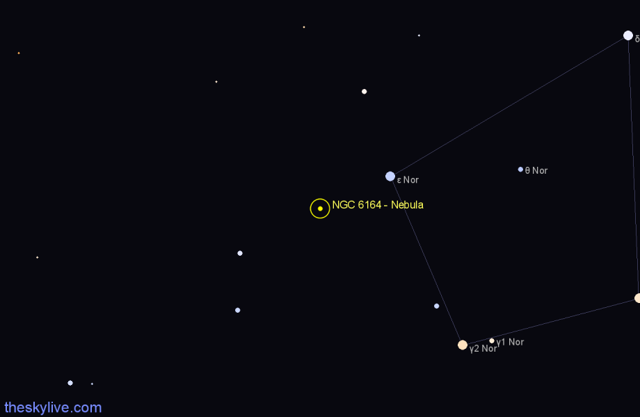 Finder chart NGC 6164 - Nebula in Ara star