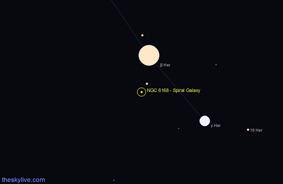 Finder chart NGC 6168 - Spiral Galaxy in Hercules star