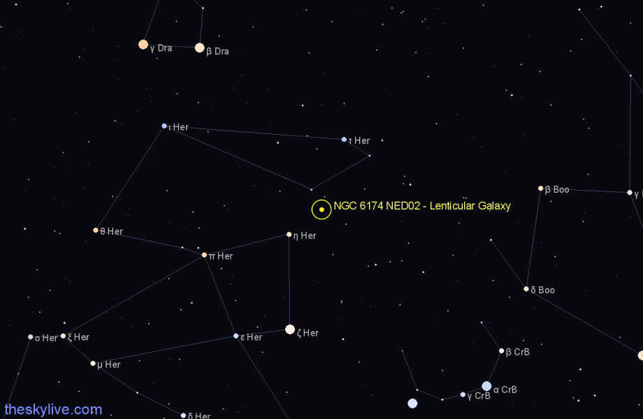 Finder chart NGC 6174 NED02 - Lenticular Galaxy in Hercules star