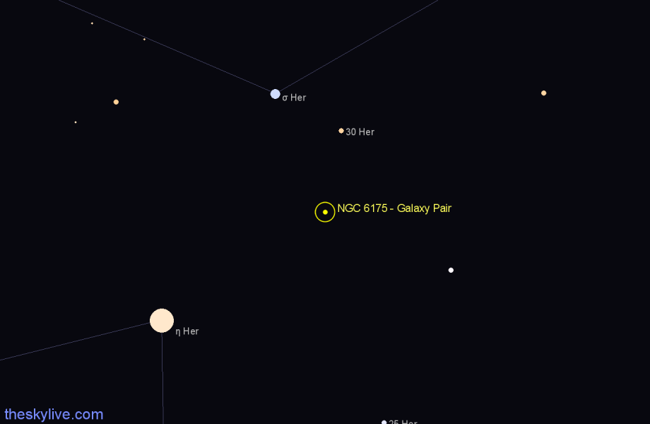 Finder chart NGC 6175 - Galaxy Pair in Hercules star