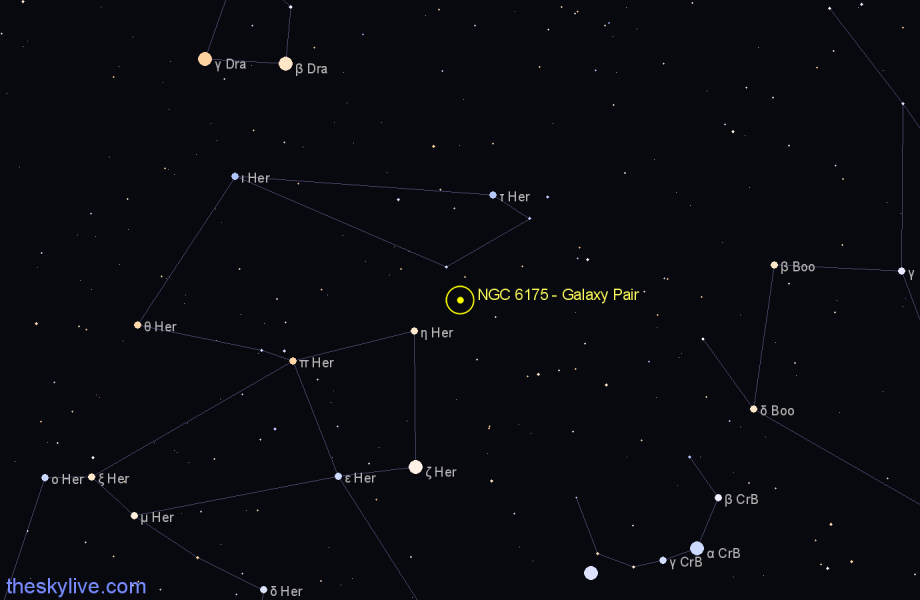 Finder chart NGC 6175 - Galaxy Pair in Hercules star