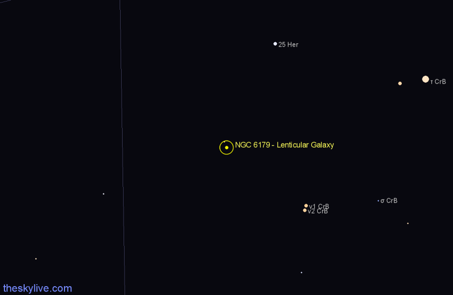 Finder chart NGC 6179 - Lenticular Galaxy in Hercules star