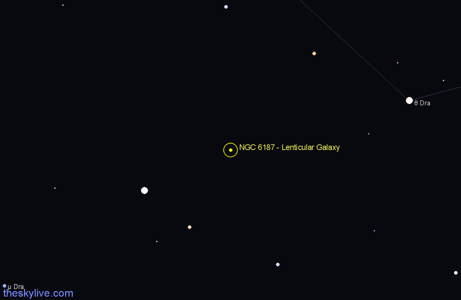 Finder chart NGC 6187 - Lenticular Galaxy in Draco star