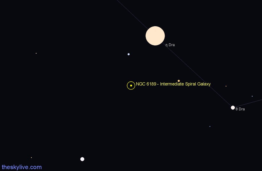 Finder chart NGC 6189 - Intermediate Spiral Galaxy in Draco star