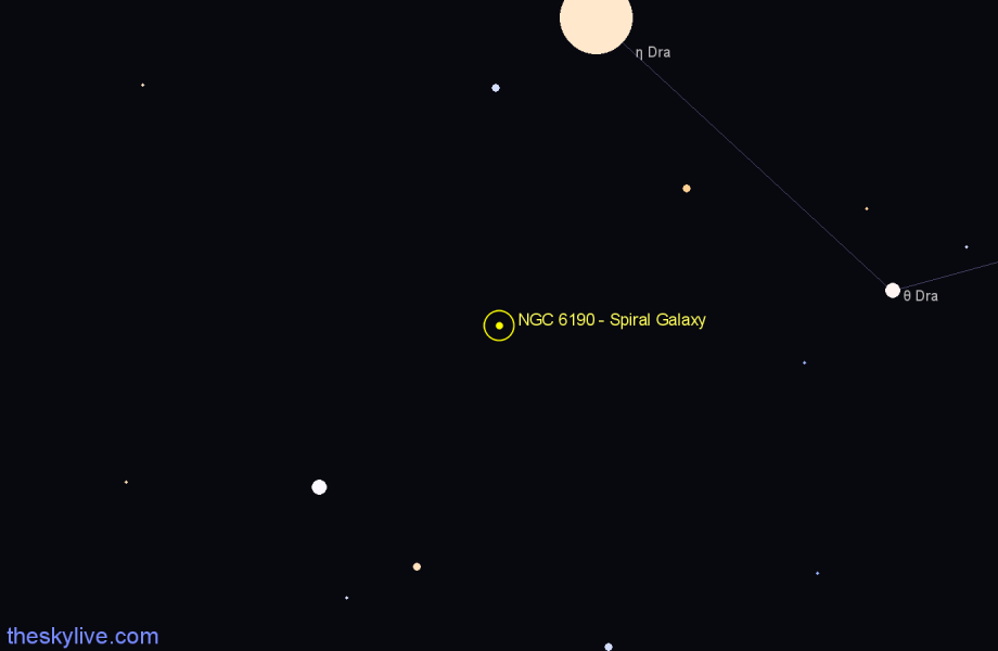 Finder chart NGC 6190 - Spiral Galaxy in Draco star