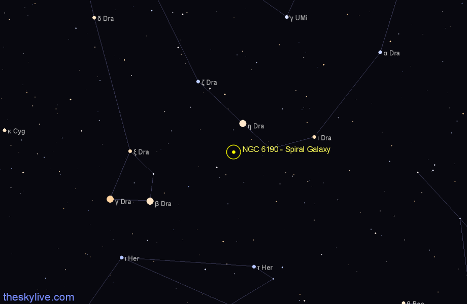 Finder chart NGC 6190 - Spiral Galaxy in Draco star