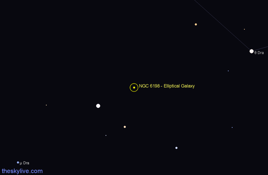 Finder chart NGC 6198 - Elliptical Galaxy in Draco star