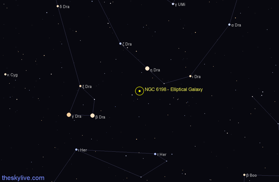 Finder chart NGC 6198 - Elliptical Galaxy in Draco star