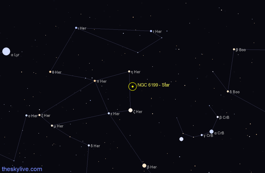 Finder chart NGC 6199 - Star in Hercules star