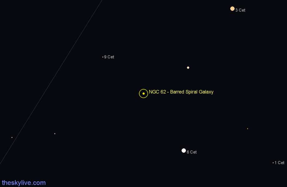 Finder chart NGC 62 - Barred Spiral Galaxy in Cetus star