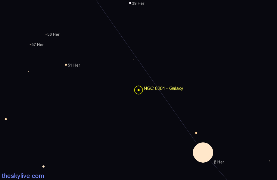 Finder chart NGC 6201 - Galaxy in Hercules star