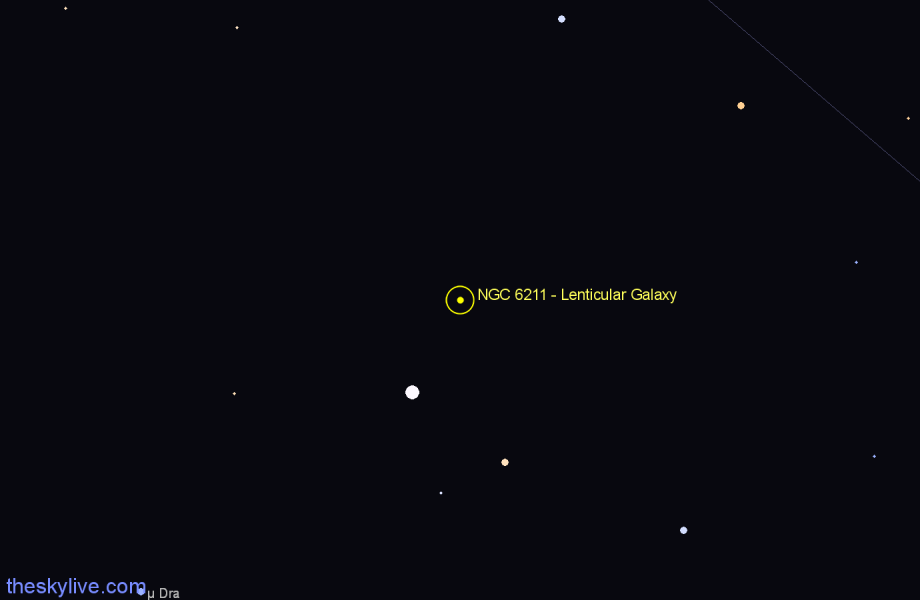 Finder chart NGC 6211 - Lenticular Galaxy in Draco star