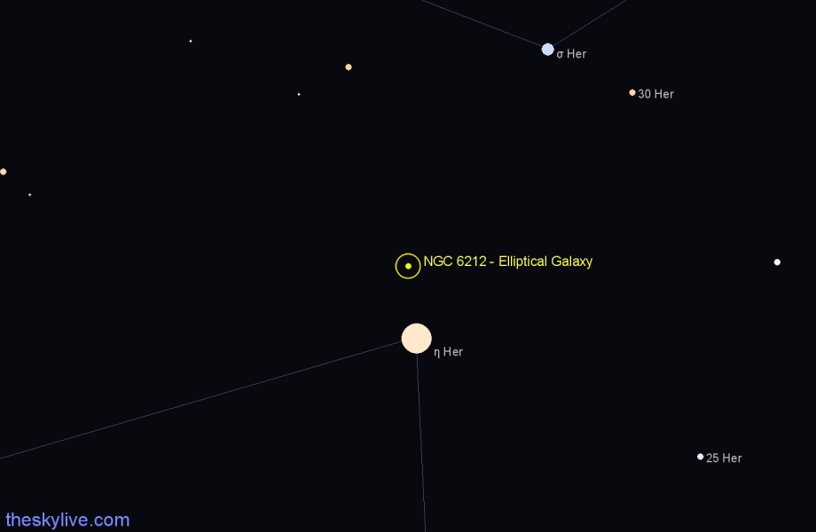 Finder chart NGC 6212 - Elliptical Galaxy in Hercules star