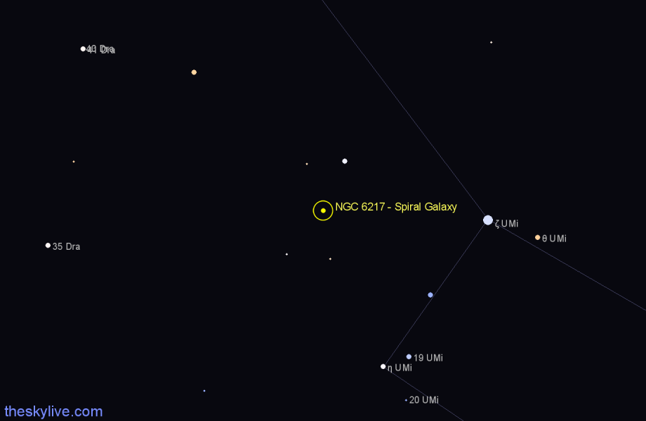 Finder chart NGC 6217 - Spiral Galaxy in Ursa Minor star