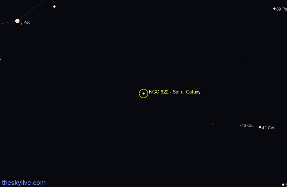 Finder chart NGC 622 - Spiral Galaxy in Cetus star