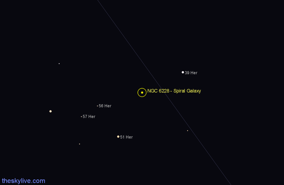 Finder chart NGC 6228 - Spiral Galaxy in Hercules star