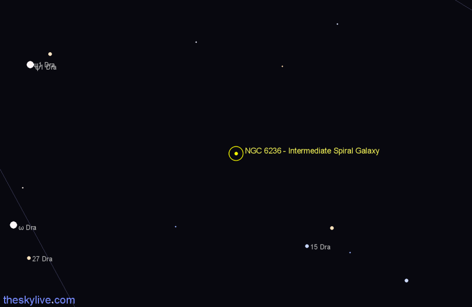 Finder chart NGC 6236 - Intermediate Spiral Galaxy in Draco star