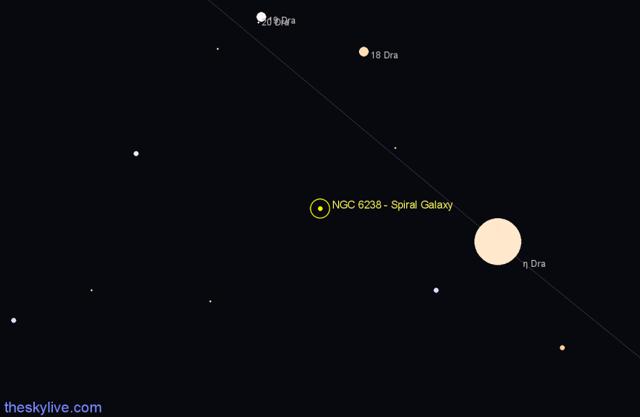 Finder chart NGC 6238 - Spiral Galaxy in Draco star
