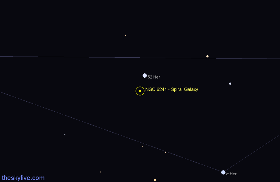 Finder chart NGC 6241 - Spiral Galaxy in Hercules star