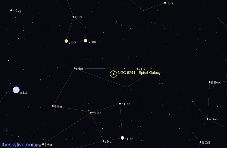 Finder chart NGC 6241 - Spiral Galaxy in Hercules star